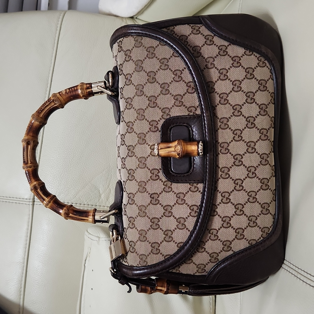 Gucci Natural New Bamboo Original Canvas Top Handle Bag